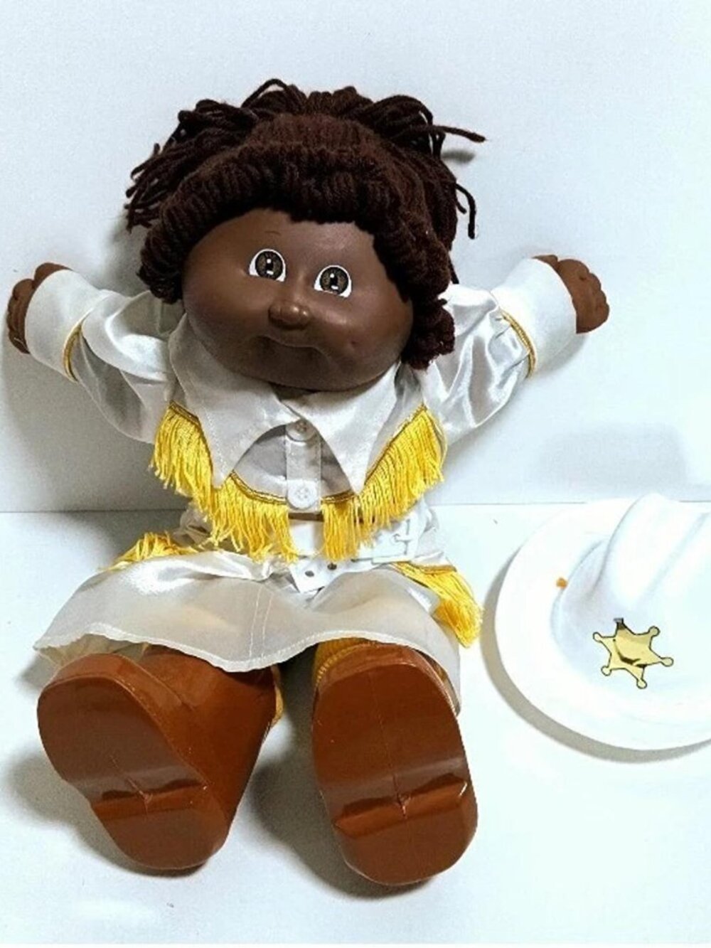 Vintage 1980s Cabbage Patch Kids Girl Doll Sheriff Western African American HM 3